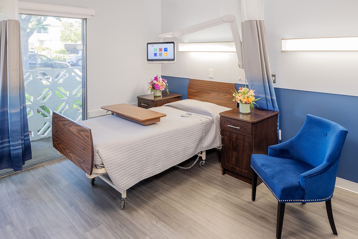 private room at Canyon Springs Post-Acute with wooden floors